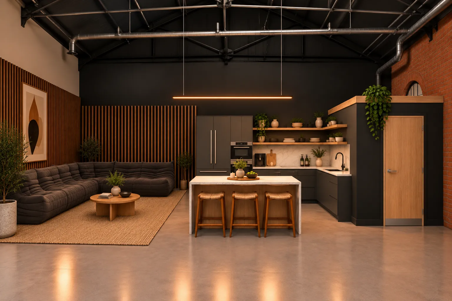 AI image of the kitchen and lounge area at the new Blueprint gym